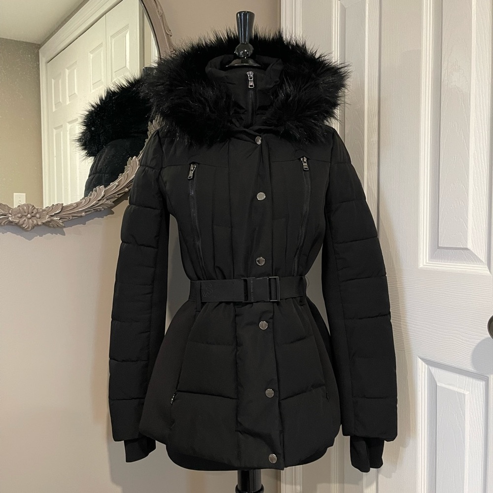 Michael Kors Black Belted Puffer Coat